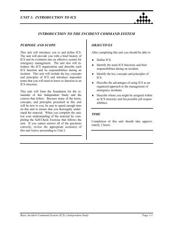 UNIT 1: INTRODUCTION TO ICS INTRODUCTION TO THE ...