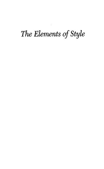 The Elements Of Style - ChokseKU: Home