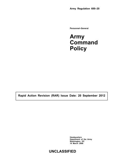 AR 600-20, Army Command Policy - Army Publishing Directorate ...