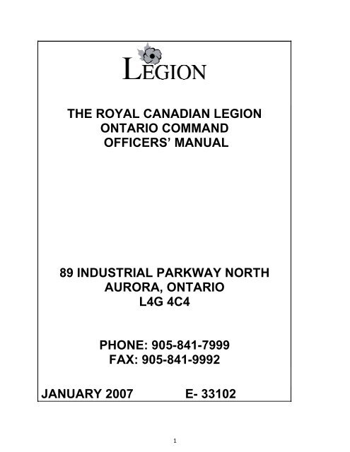 Legion Officers' Manual - Ontario Command