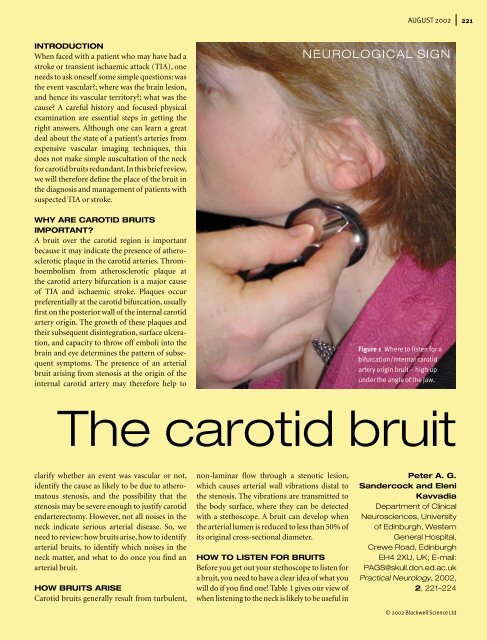 The carotid bruit - Practical Neurology