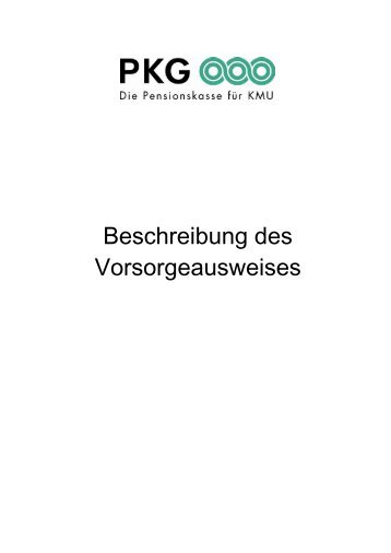 Beschreibung des Vorsorgeausweises - PKG Pensionskasse