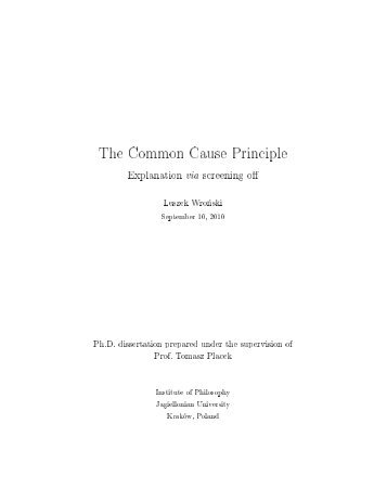 The Common Cause Principle - PhilSci-Archive