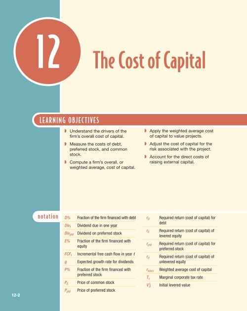 Ch. 12 The Cost of Capital