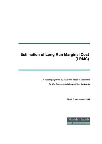Estimation of Long Run Marginal Cost (LRMC) - QCA