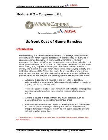 Download the Upfront Cost of Game Ranches - WildlifeCampus