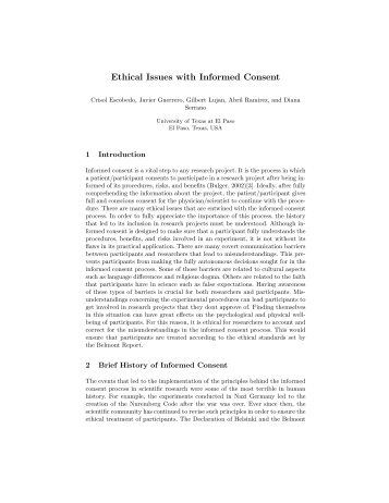 Ethical Issues with Informed Consent