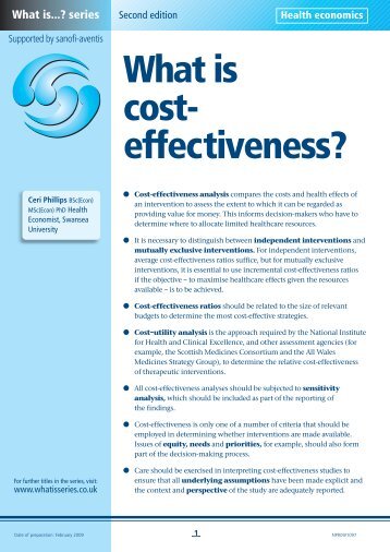 What is cost- effectiveness? - Medical Sciences Division
