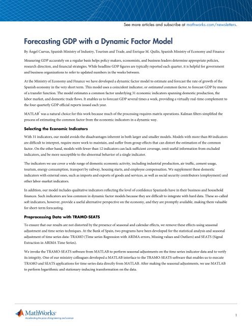 Forecasting GDP with a Dynamic Factor Model - MathWorks