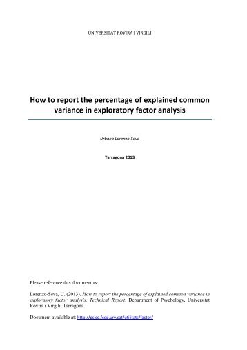 How to report the percentage of explained common variance in ...