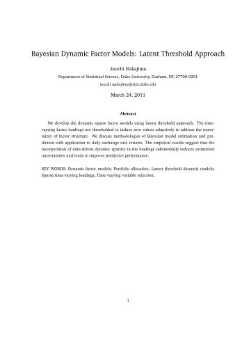 Bayesian Dynamic Factor Models - Department of Statistical Science ...