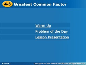 4-3 Greatest Common Factor