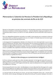 Memorandum pour le sommet de Rio et la réunion du G20