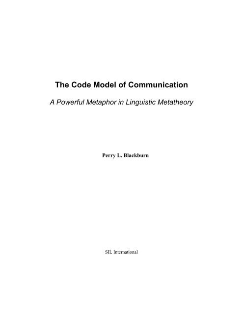 The code model of communication: a powerful - SIL International