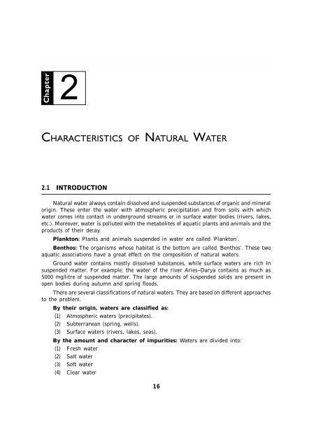 CHARACTERISTICS O. NATURAL WATER - New Age International