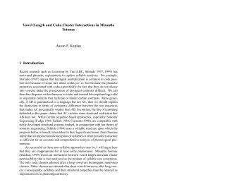 Vowel Length and Coda Cluster Interactions in ... - Aaron Kaplan