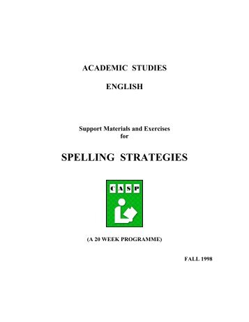 SPELLING STRATEGIES - National Adult Literacy Database