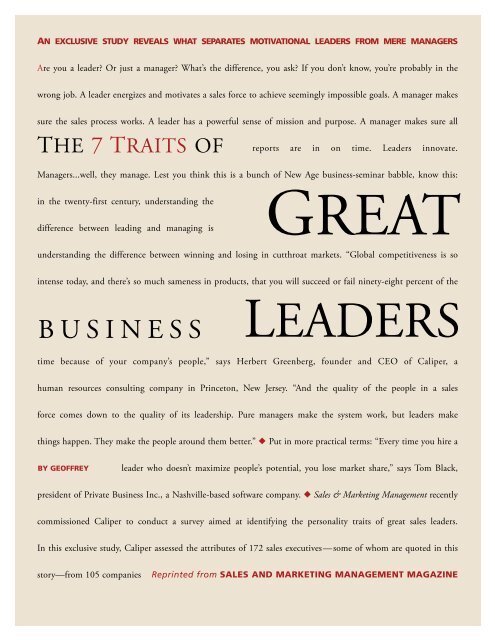 THE 7 TRAITS OF GREAT BUSINESS LEADERS