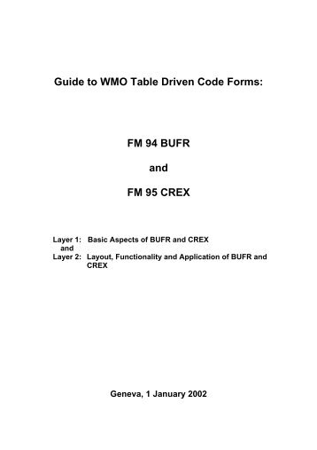 Guide to WMO Table Driven Code Forms: FM 94 BUFR and FM 95 ...