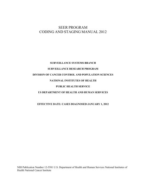 SEER Program Coding and Staging Manual 2012 - SEER - National ...