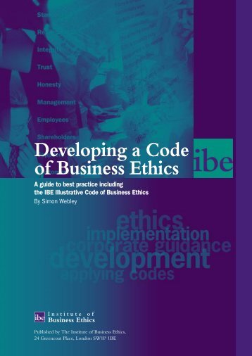 Developing a Code of Business Ethics - Institute of Business Ethics