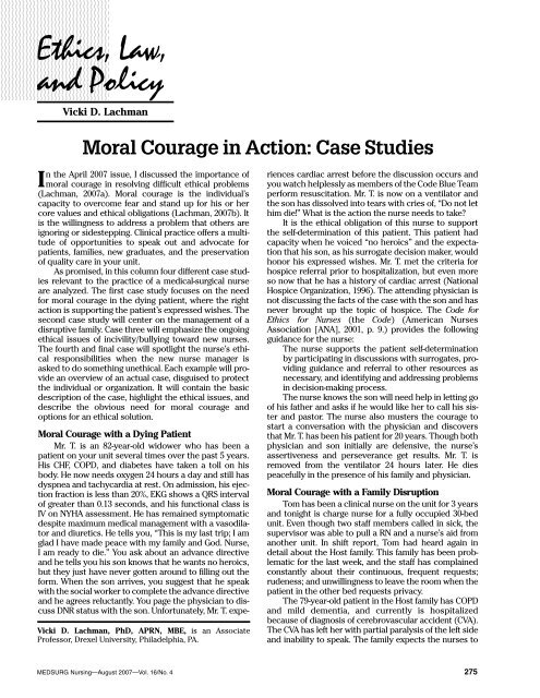 Moral Courage in Action: Case Studies - American Nurses Association