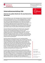 Unternehmerworkshop USA - Sparkasse Heidelberg