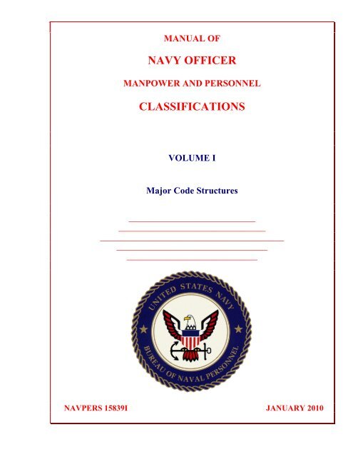 navy officer manpower and personnel classifications - US Navy ...