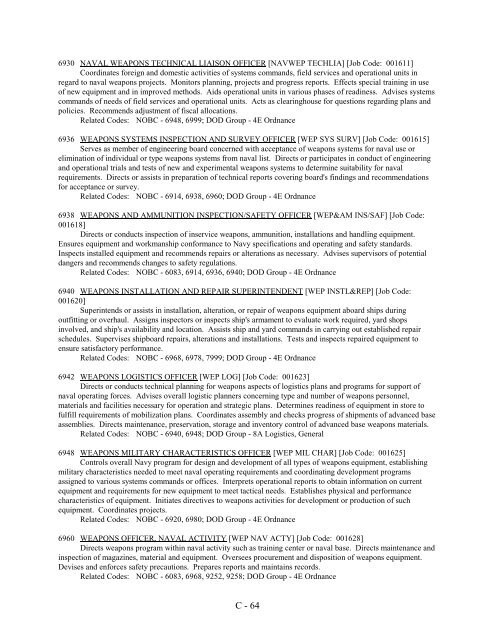 navy officer manpower and personnel classifications - US Navy ...