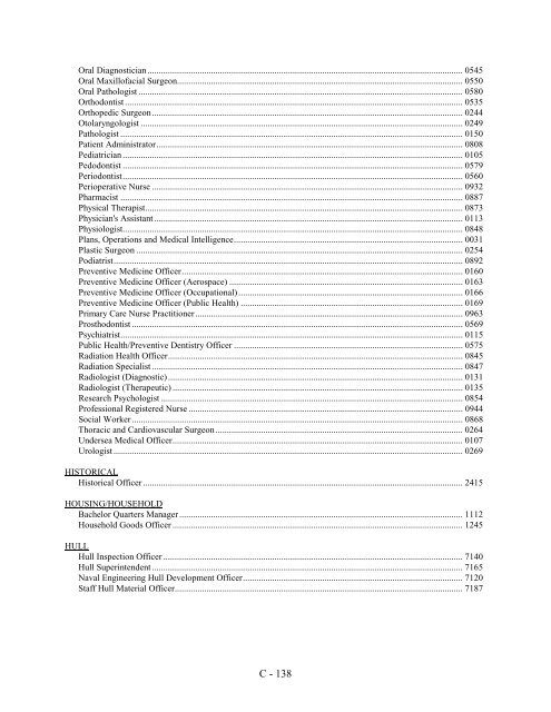 navy officer manpower and personnel classifications - US Navy ...