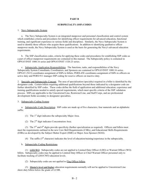 navy officer manpower and personnel classifications - US Navy ...