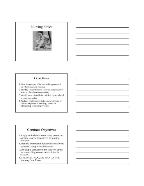 Nursing Ethics Objectives Continue Objectives Nursing Ethics Objectives Continue Objectives