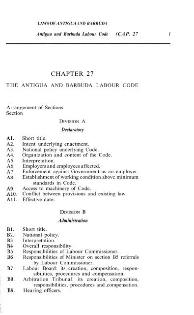 Antigua and Barbuda Labour Code - Laws