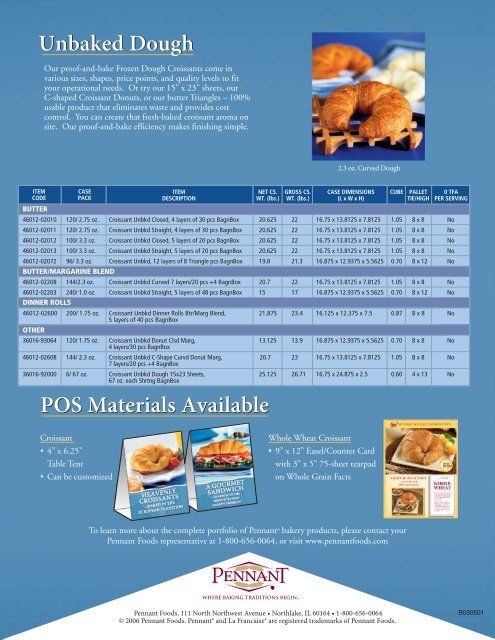 Croissant Brochure - Pennant Foods