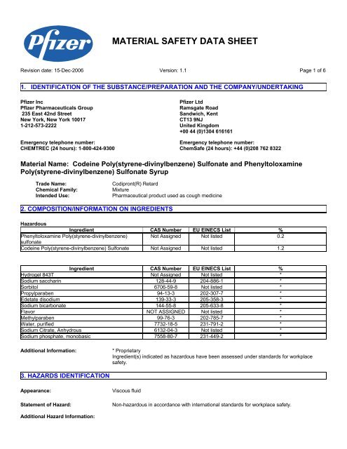 Codeine Poly(styrene-divinylbenzene) - Pfizer