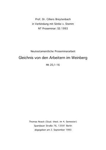 Gleichnis von den Arbeitern im Weinberg - Orah.ch