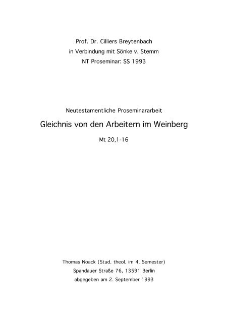 Gleichnis von den Arbeitern im Weinberg - Orah.ch