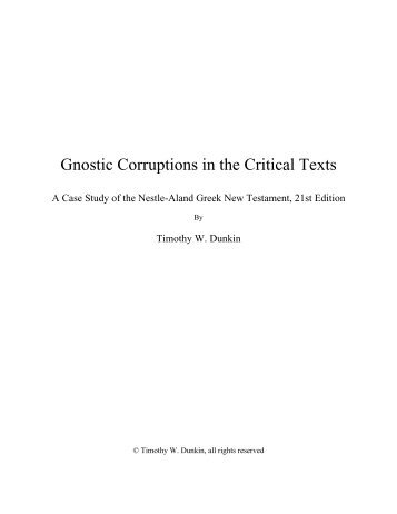 Gnostic Corruptions in the Critical Texts - Marc Verhoeven