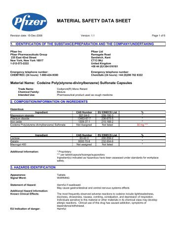 Codeine Poly(styrene-divinylbenzene) Sulfonate Capsules - Pfizer