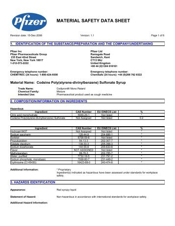 Codeine Poly(styrene-divinylbenzene) Sulfonate Syrup - Pfizer