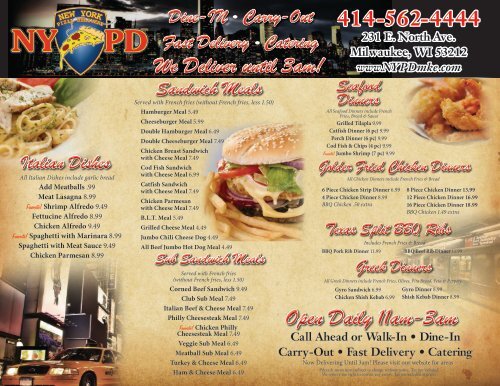 Nypd pizza menu deals