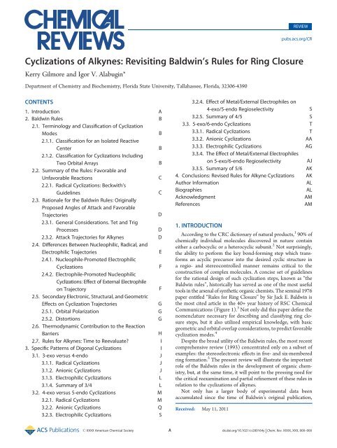 Baldwin's Rules - Department of Medicinal Chemistry