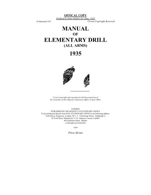 Manual of Elementary Drill (All Arms) - Regimental Drum Major ...
