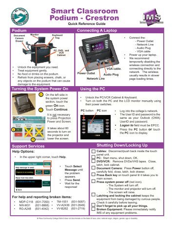 Smart Classroom Podium - Crestron - El Paso Community College