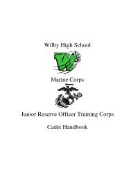 Wilby MCJROTC Cadet Handbook - Waterbury Public Schools