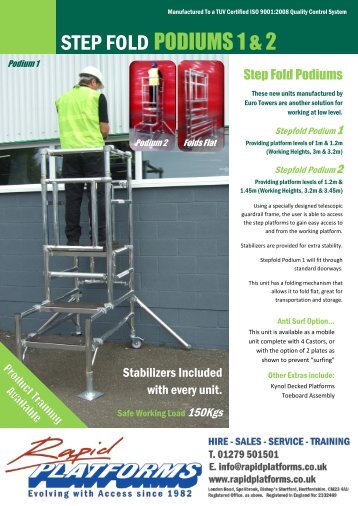 Step Fold Podium Specification Sheet - Rapid Platforms