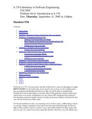 6.170 Laboratory in Software Engineering Fall 2005 Problem Set 0 ...
