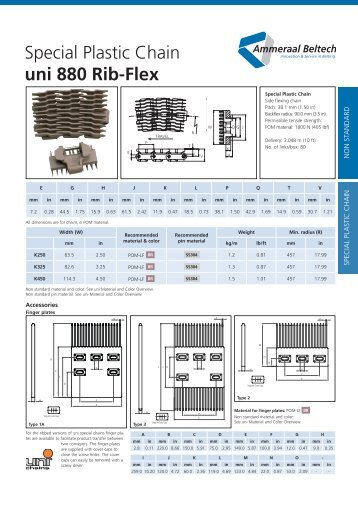 Special Plastic Chain uni 880 Rib-Flex