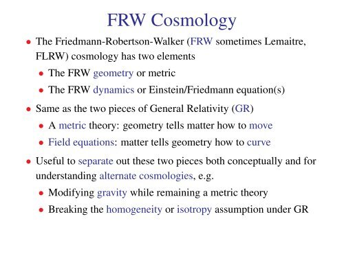 Astro 321 Set 1: FRW Cosmology - Wayne Hu's Tutorials