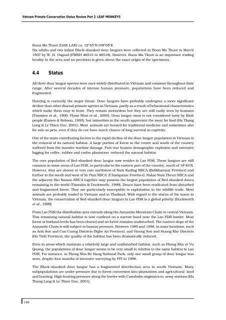 Vietnam Primate Conservation Status Review 2002 - Hoang Lien ...